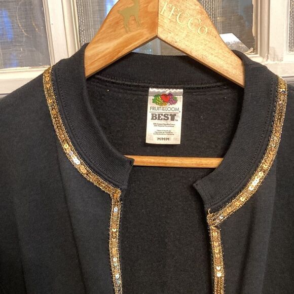 Handcrafted Cold Sequin and Floral Embroidered Black Cardigan - Picture 4 of 12